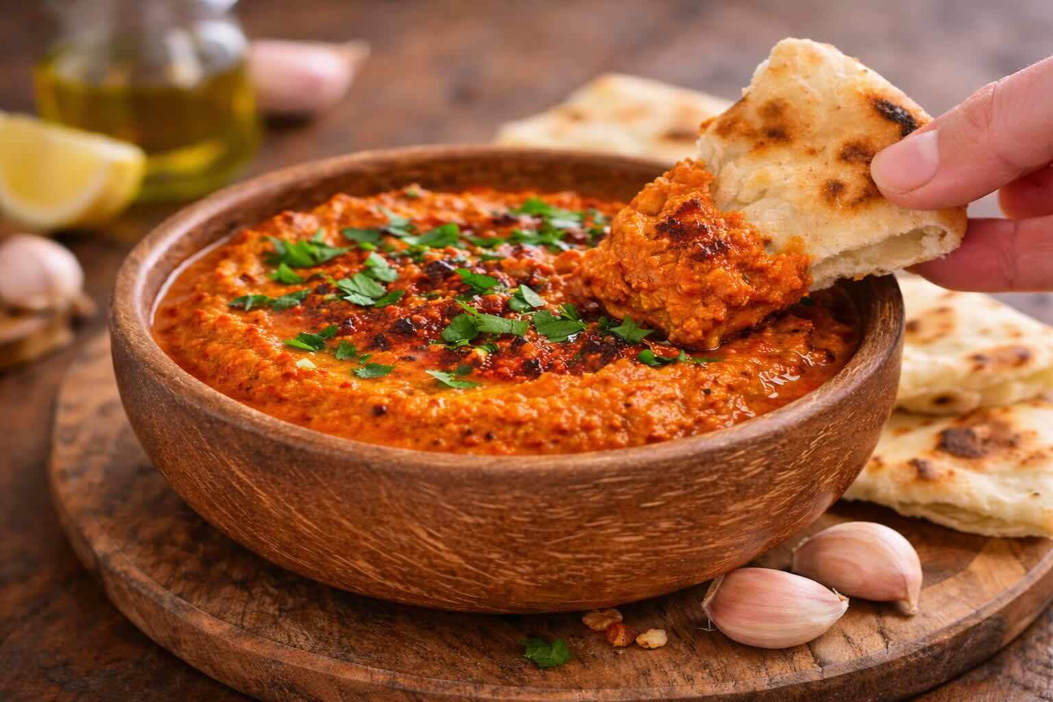 Muhammara con pan 1769125752 1769125752 dip de muhammara