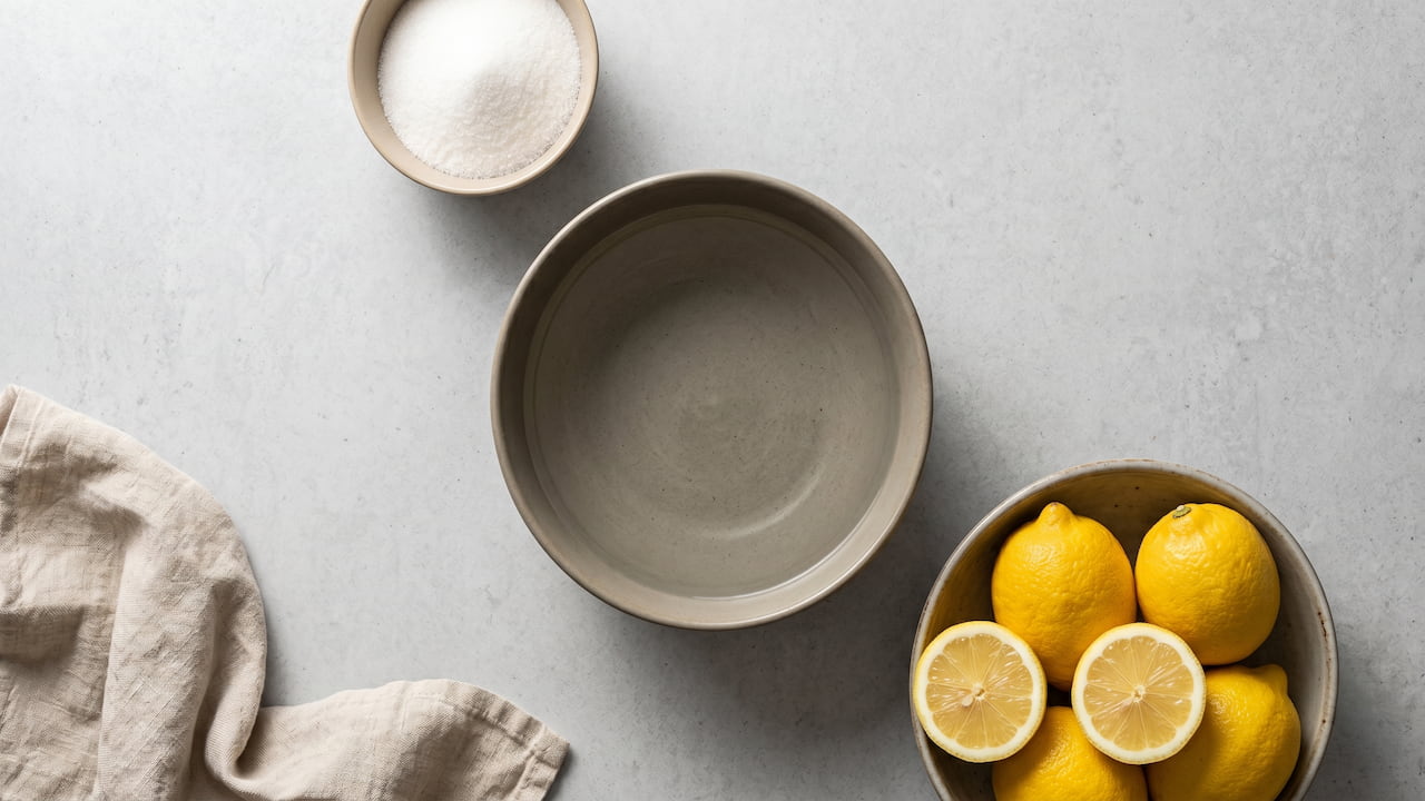 ingredientes flat lay sorbete de limon