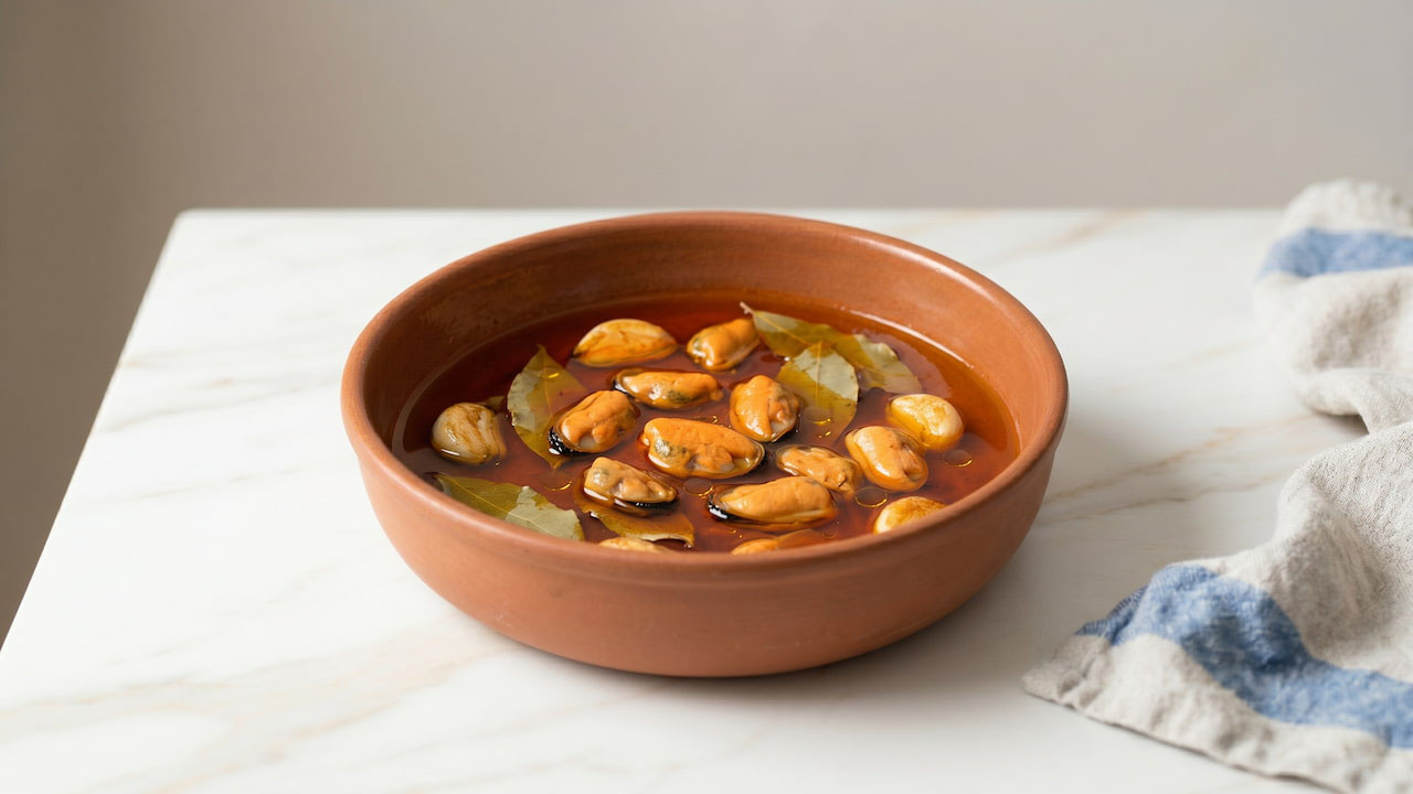 Plato final de mejillones al escabeche