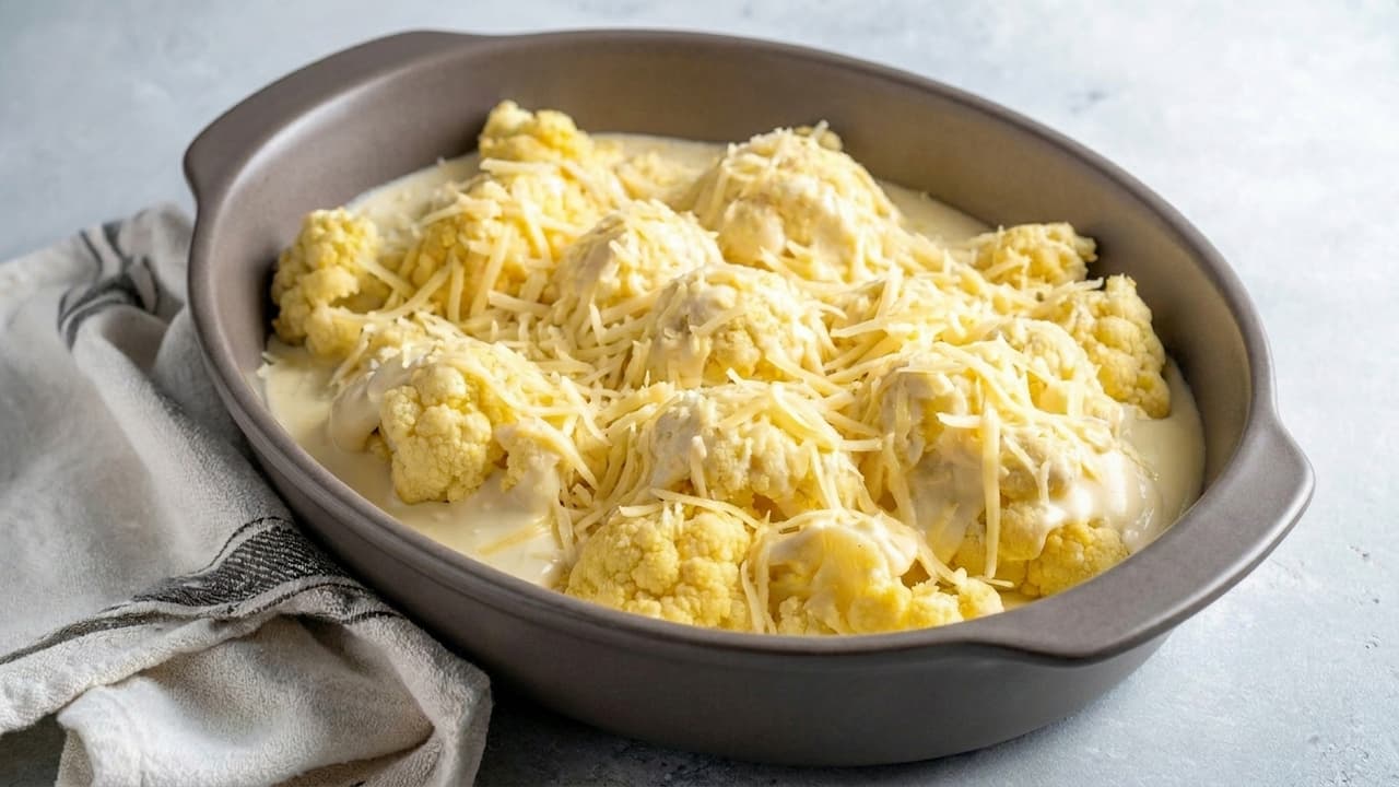 Coliflor con Bechamel Lista para el horno 1787064176 1787064176 Coliflor con Bechamel Lista para el horno